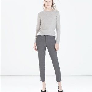 Zara Basic Gray Pinstripe Crop Trousers